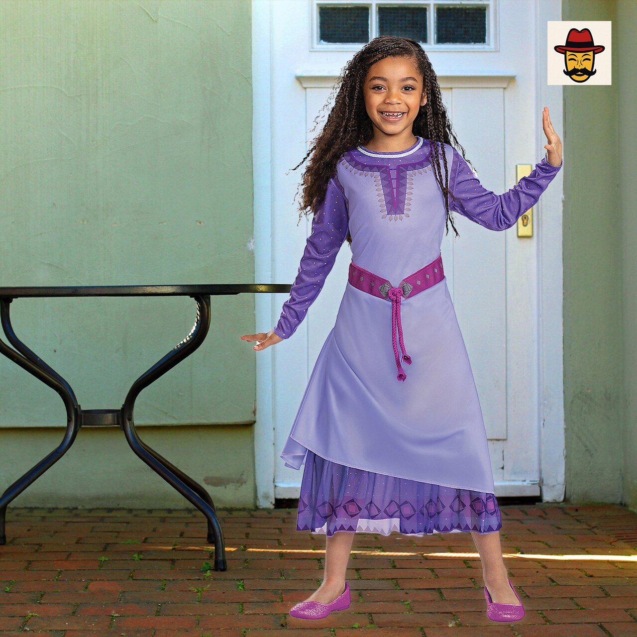 Girls Classic Disney Wish Asha Costume, Light Purple Dress Glitter Sleeves Toddler Outfit